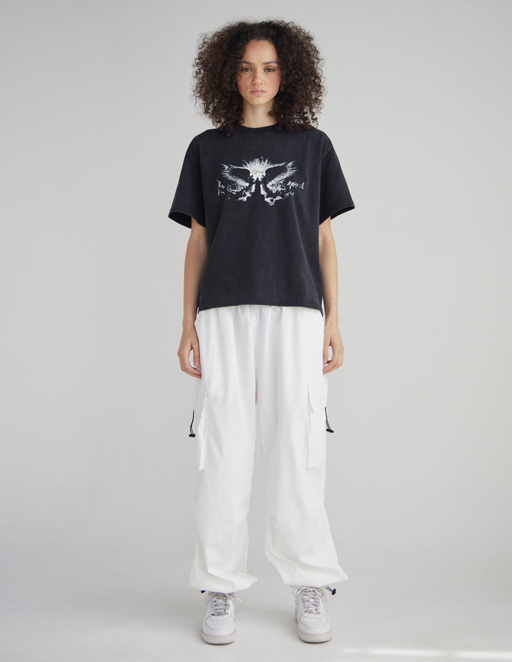 Heavyweight Cotton Boxy Tee in Black and White