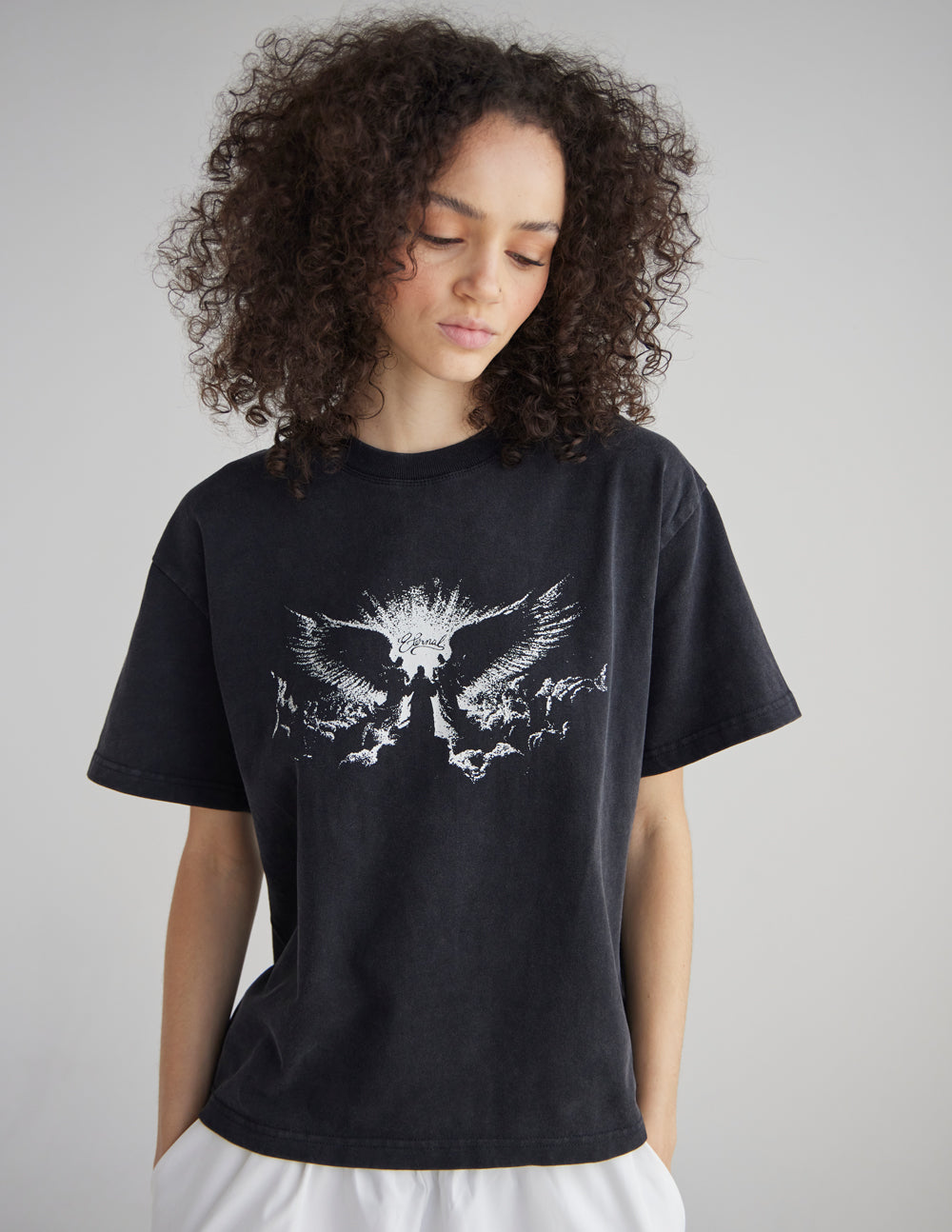 Heavyweight Cotton Boxy Tee in Black and White