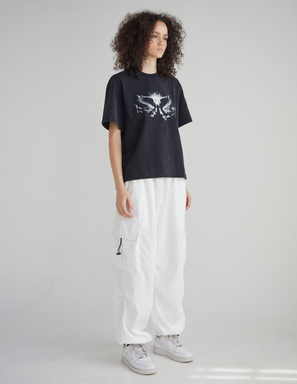 Heavyweight Cotton Boxy Tee in Black and White