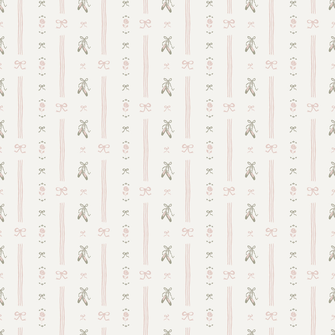 Anna Removable Wallpaper - Cream and Pale-Pink Romantic Nursery