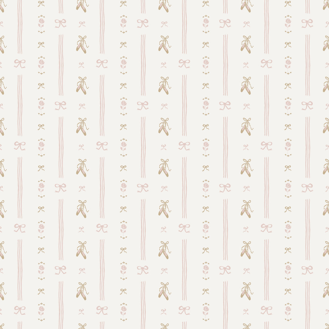 Anna Removable Wallpaper - Cream and Pale-Pink Romantic Nursery