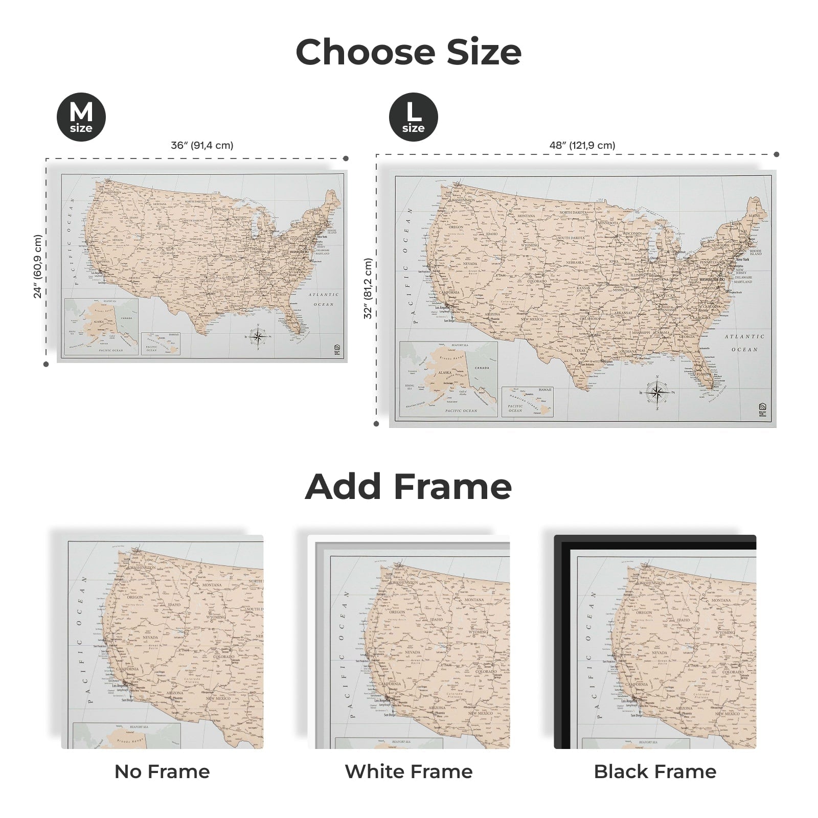 Antique Wooden USA Map Wall Art – Beige & Grey Minimalist Decor