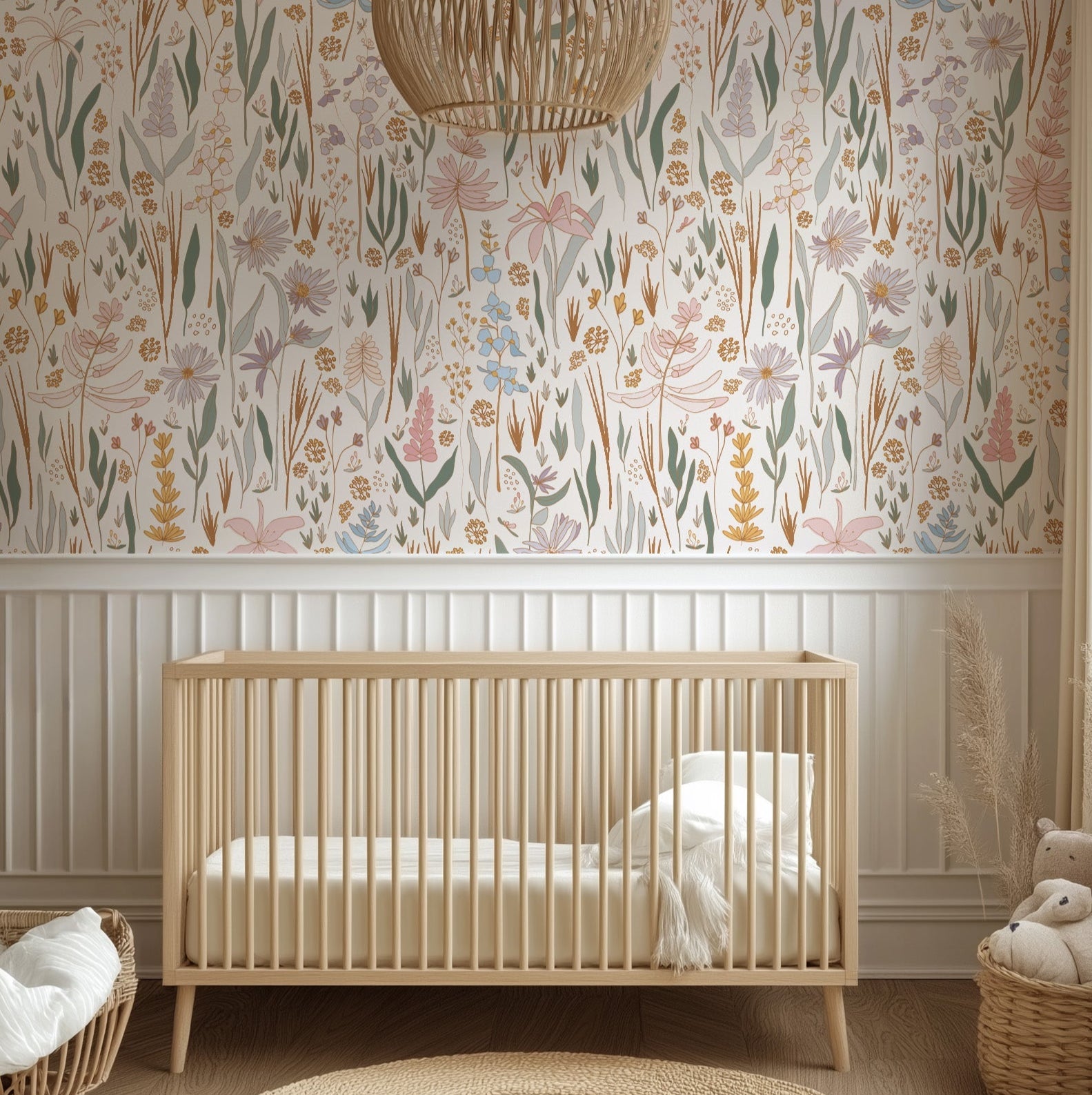 Rey Bohemian Floral Removable Wallpaper for Modern Farmhouse