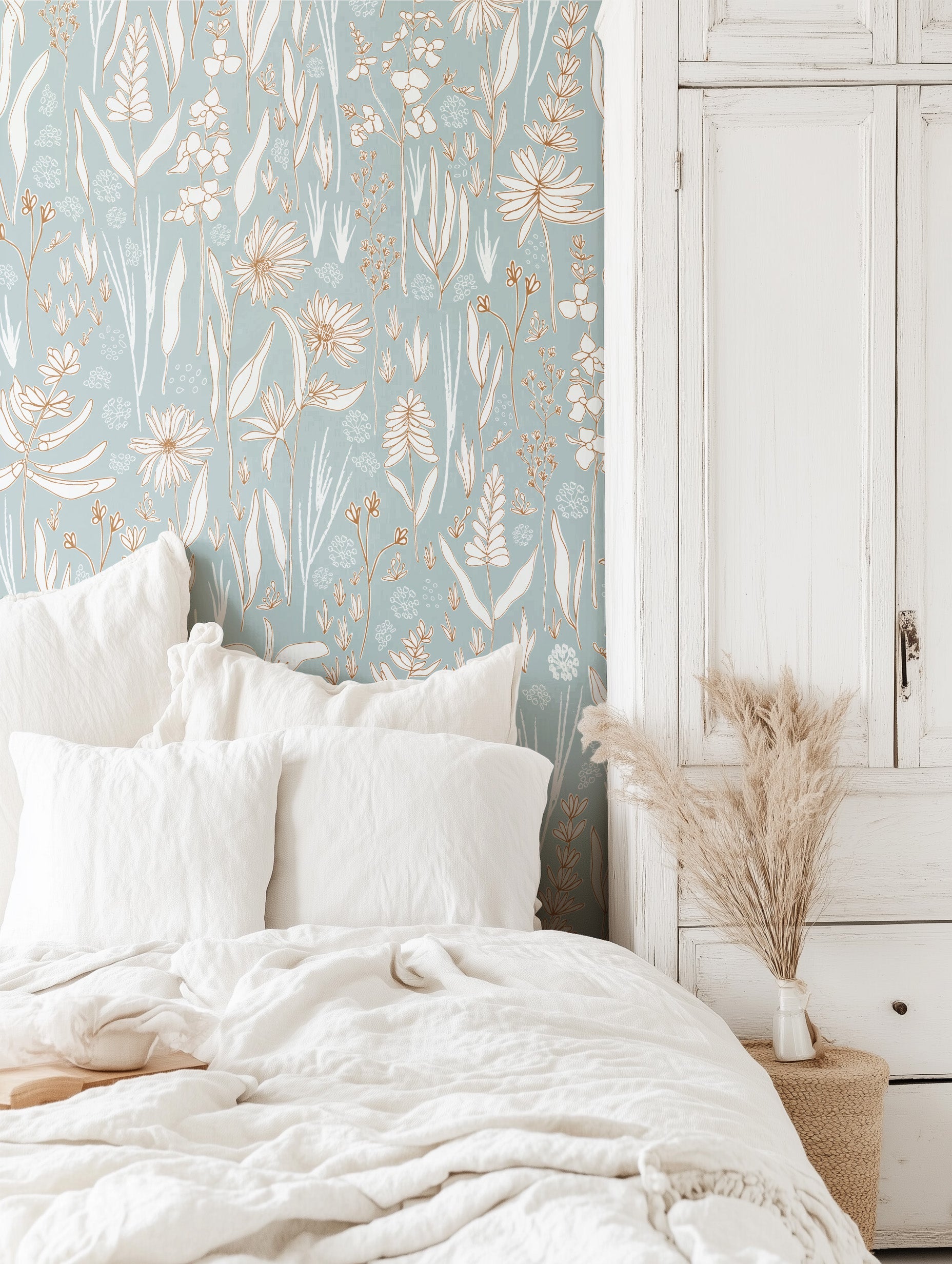 Rey Bohemian Floral Removable Wallpaper for Modern Farmhouse