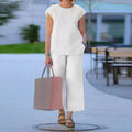 Women's Round Neck Tank Top and Wide Leg Trousers Two-Piece Set - Image 2