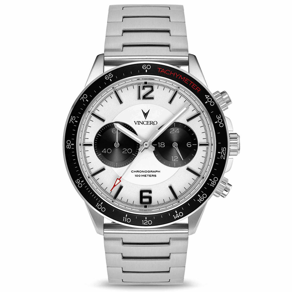 The Apex Panda watch by Vincero Collective featuring a 42mm white and black face.