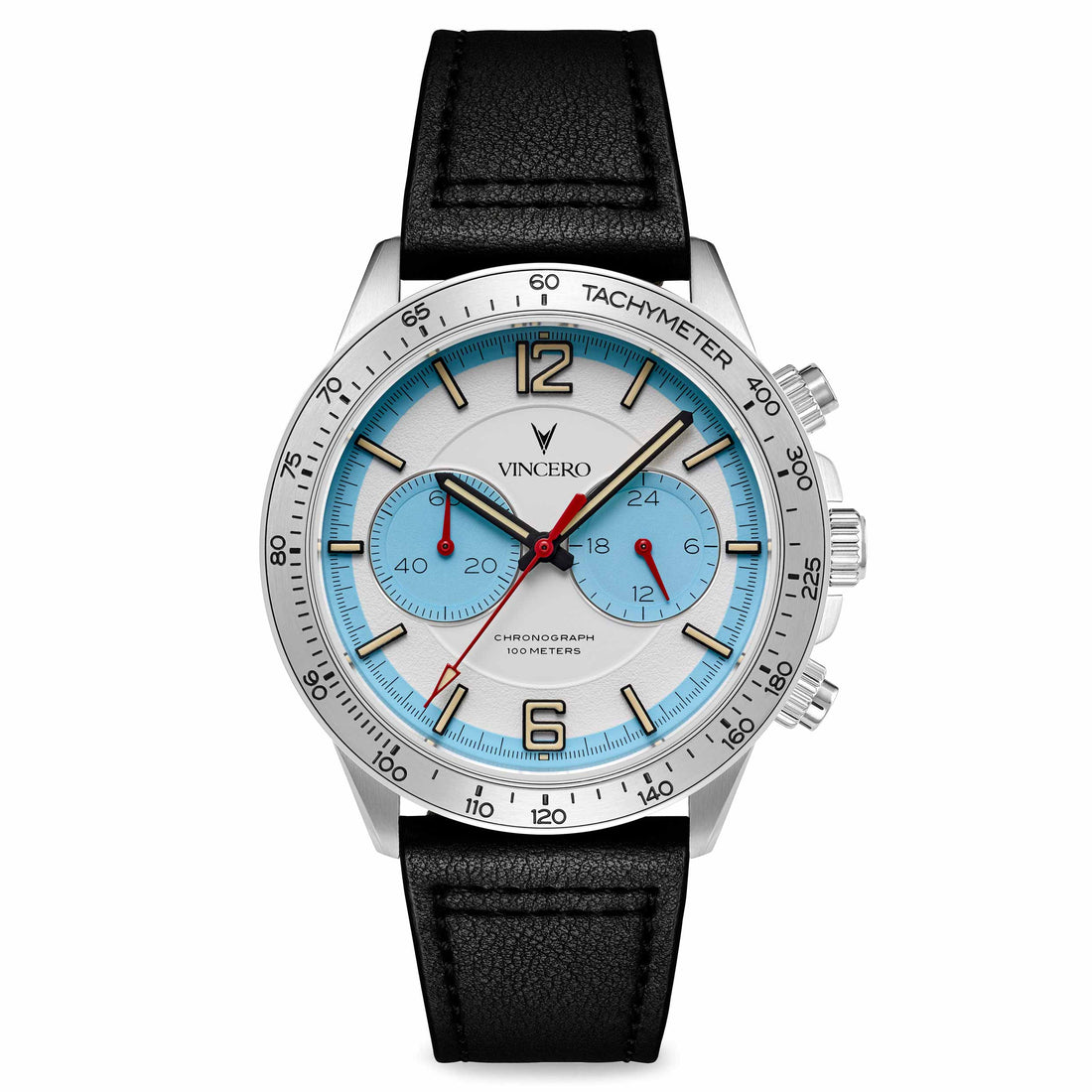 Vincero Collective Apex Limited Edition Skyfire watch with 42mm face and detailed silver casing.