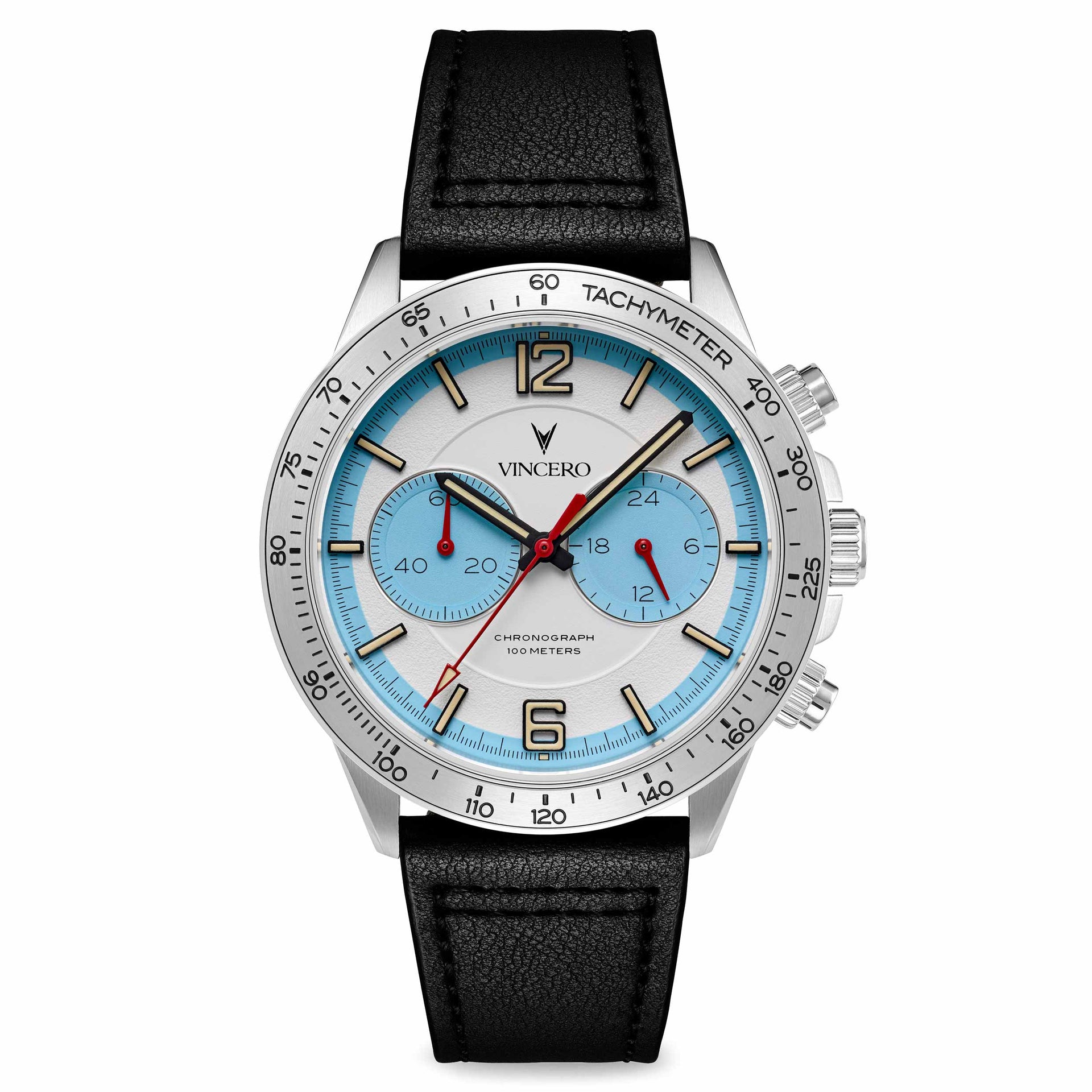Vincero Collective Apex Limited Edition Skyfire watch with 42mm face and detailed silver casing.