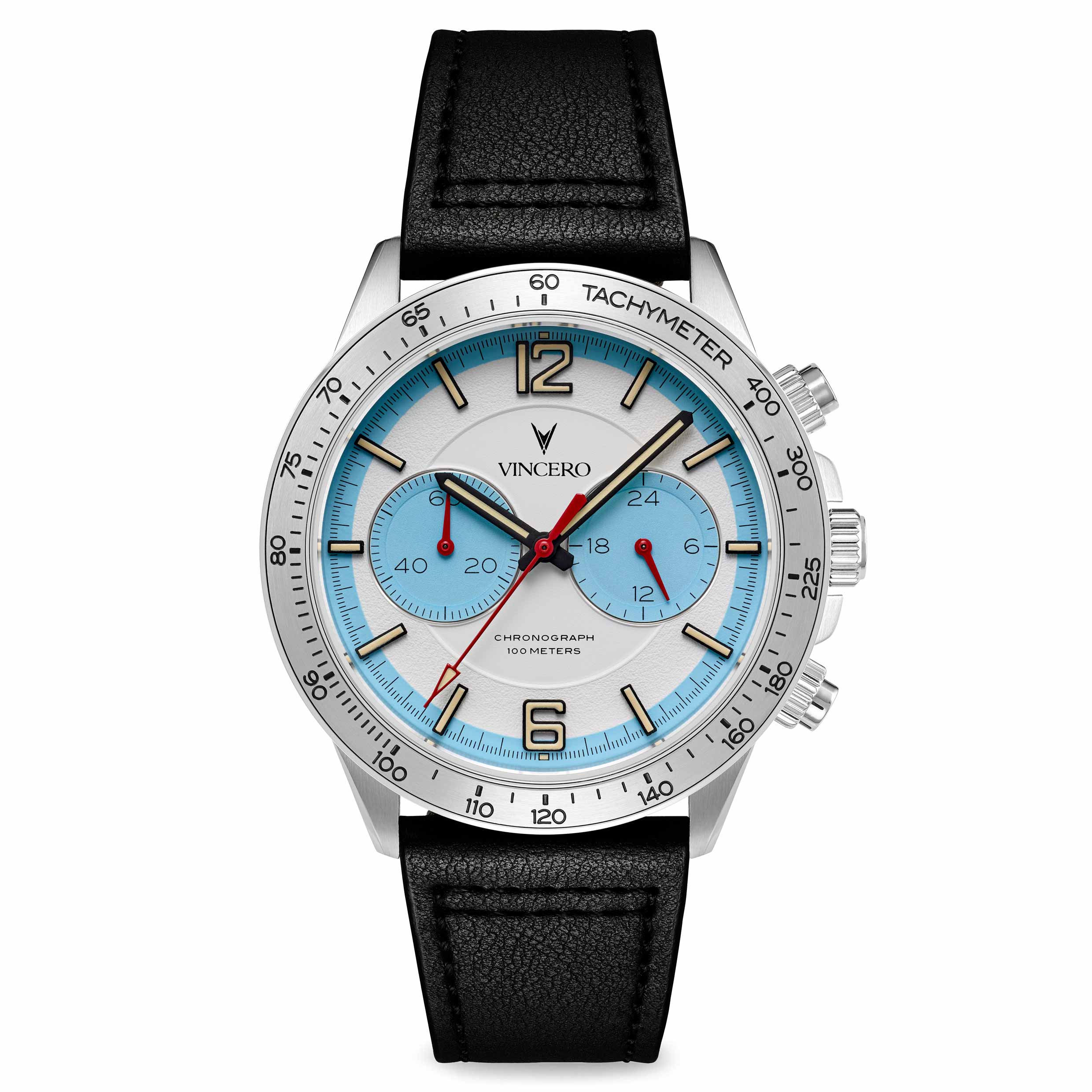 Vincero Collective Apex Limited Edition Skyfire watch with 42mm face and detailed silver casing.