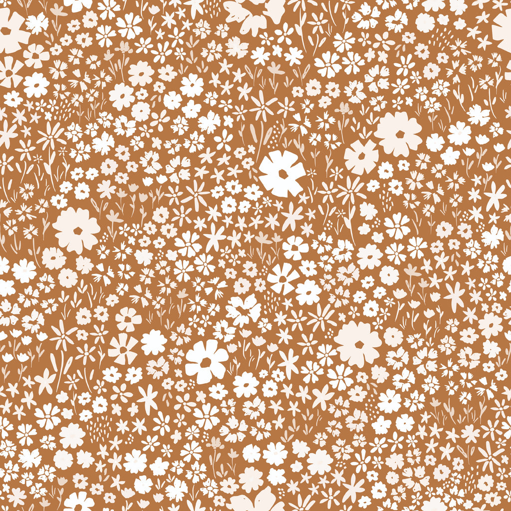 April Floral Removable Wallpaper - Pink, Terracotta & Green
