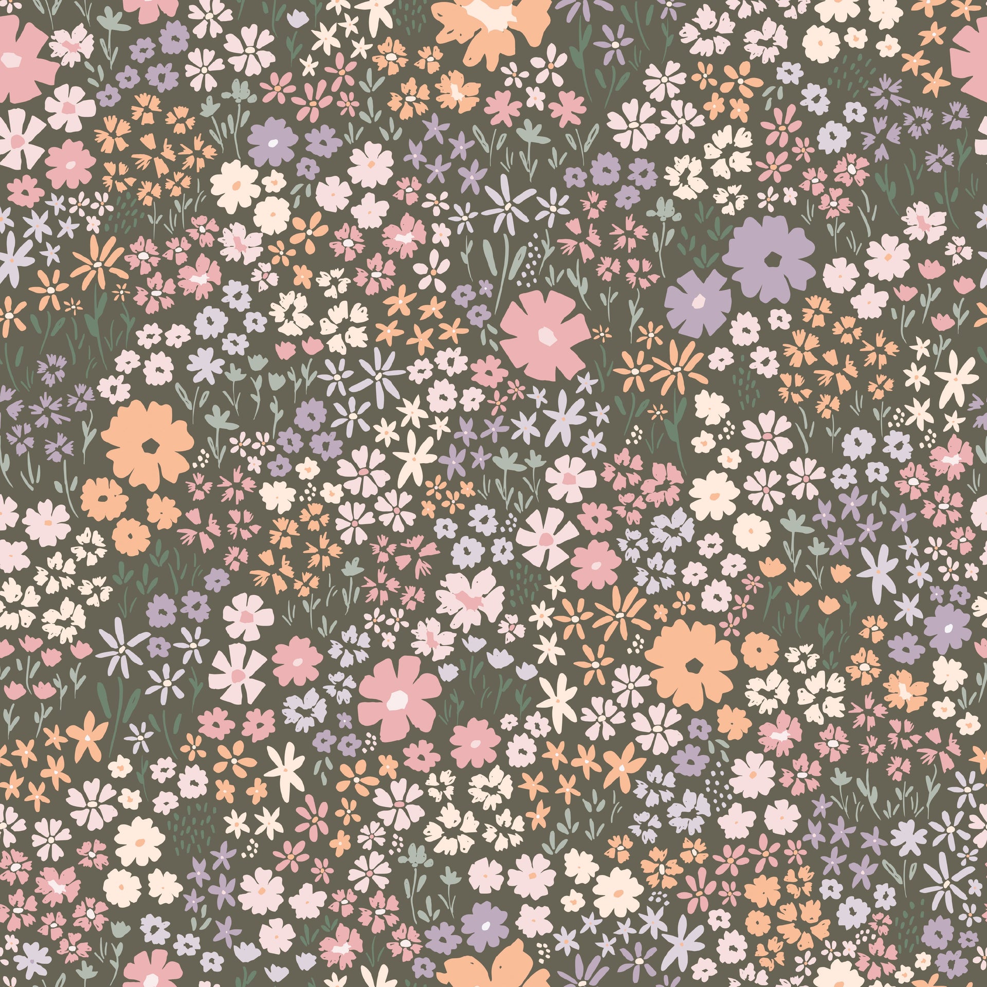 April Floral Removable Wallpaper - Pink, Terracotta & Green