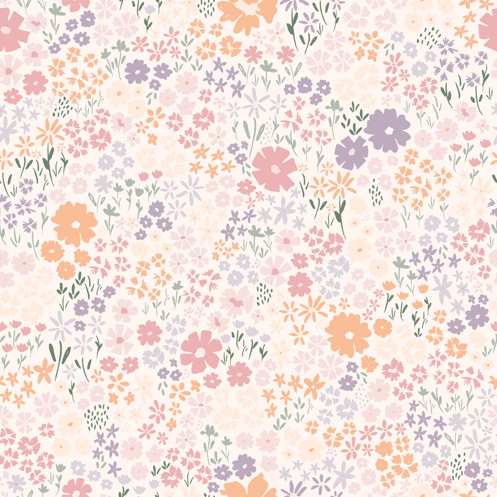 April Floral Removable Wallpaper - Pink, Terracotta & Green