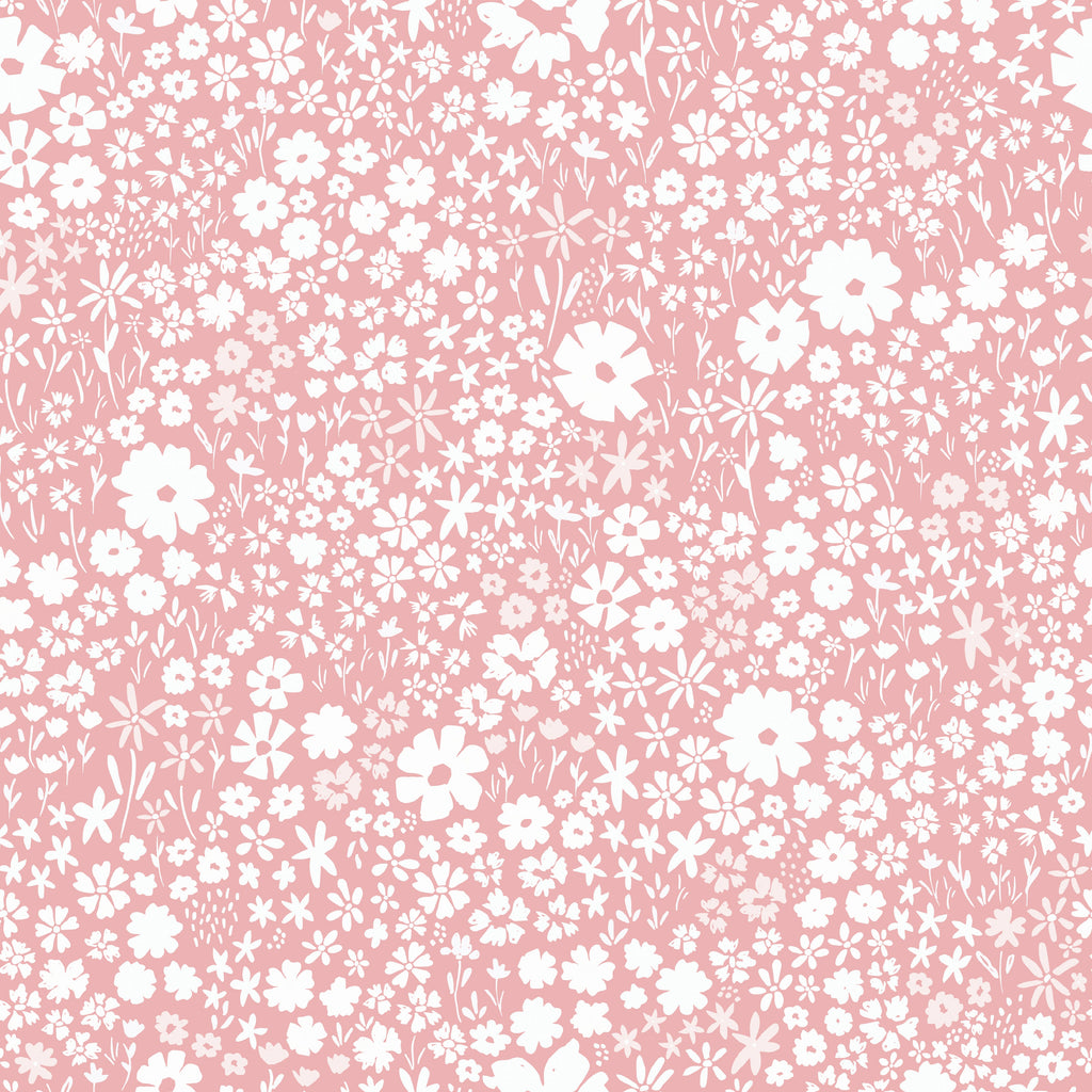 April Floral Removable Wallpaper - Pink, Terracotta & Green