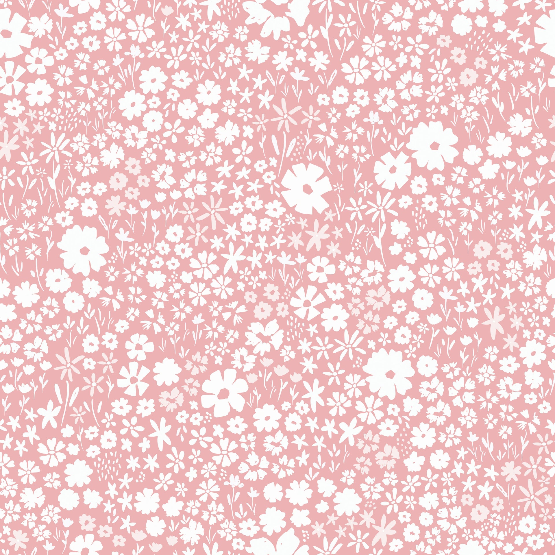 April Floral Removable Wallpaper - Pink, Terracotta & Green