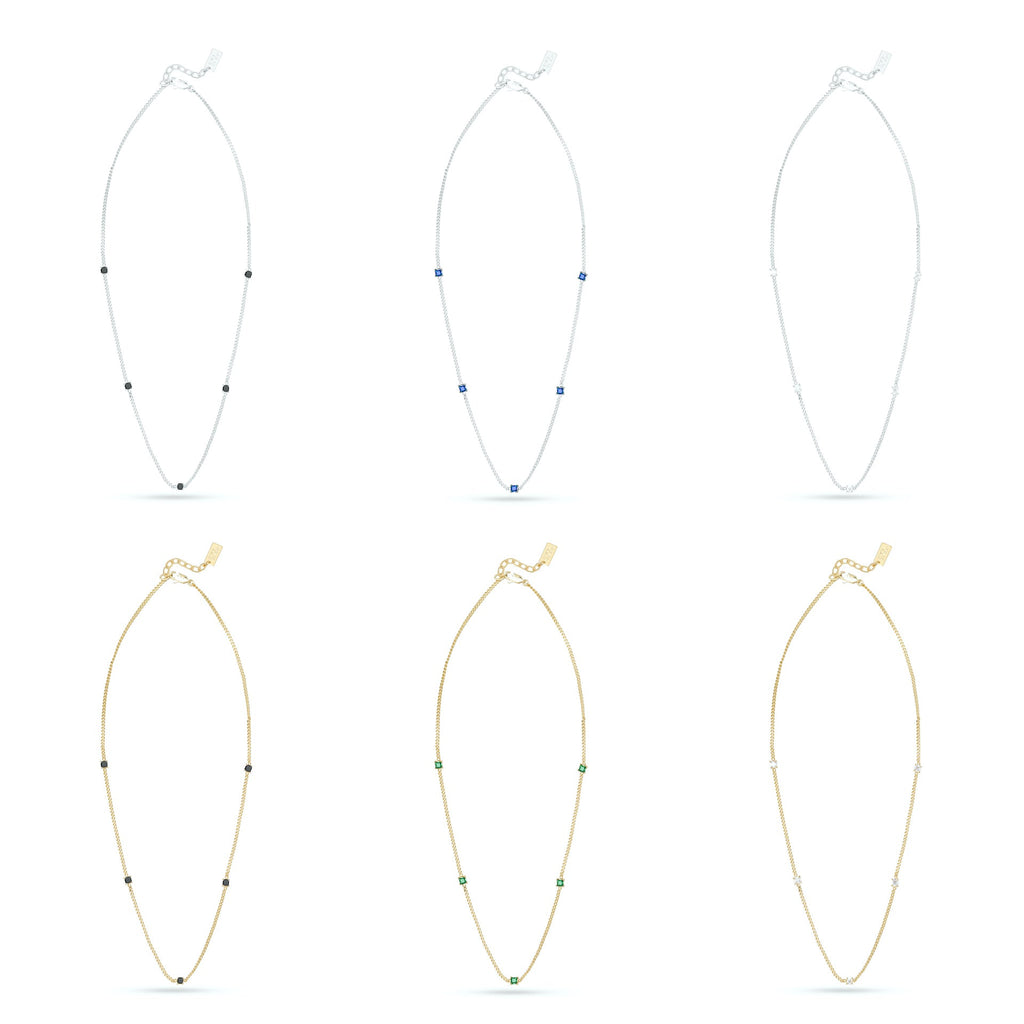 AC Gold Plated Necklace with Colored Zircon Gemstone