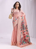 Shree Shyam Fashion Linen Cotton Peach Saree