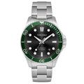 The Argo Automatic diver watch with green face and silver stainless steel case