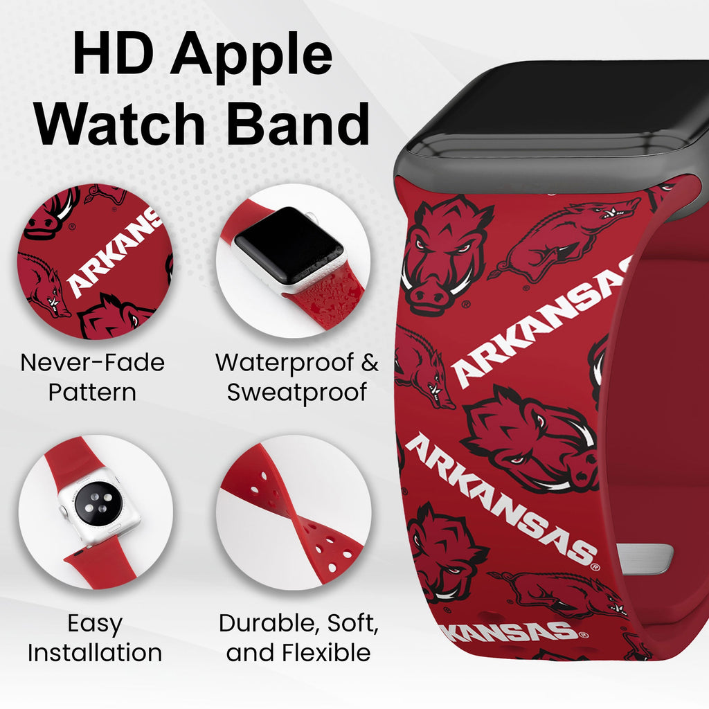 Arkansas Razorbacks HD Apple Watch Band Sports Silicone Strap