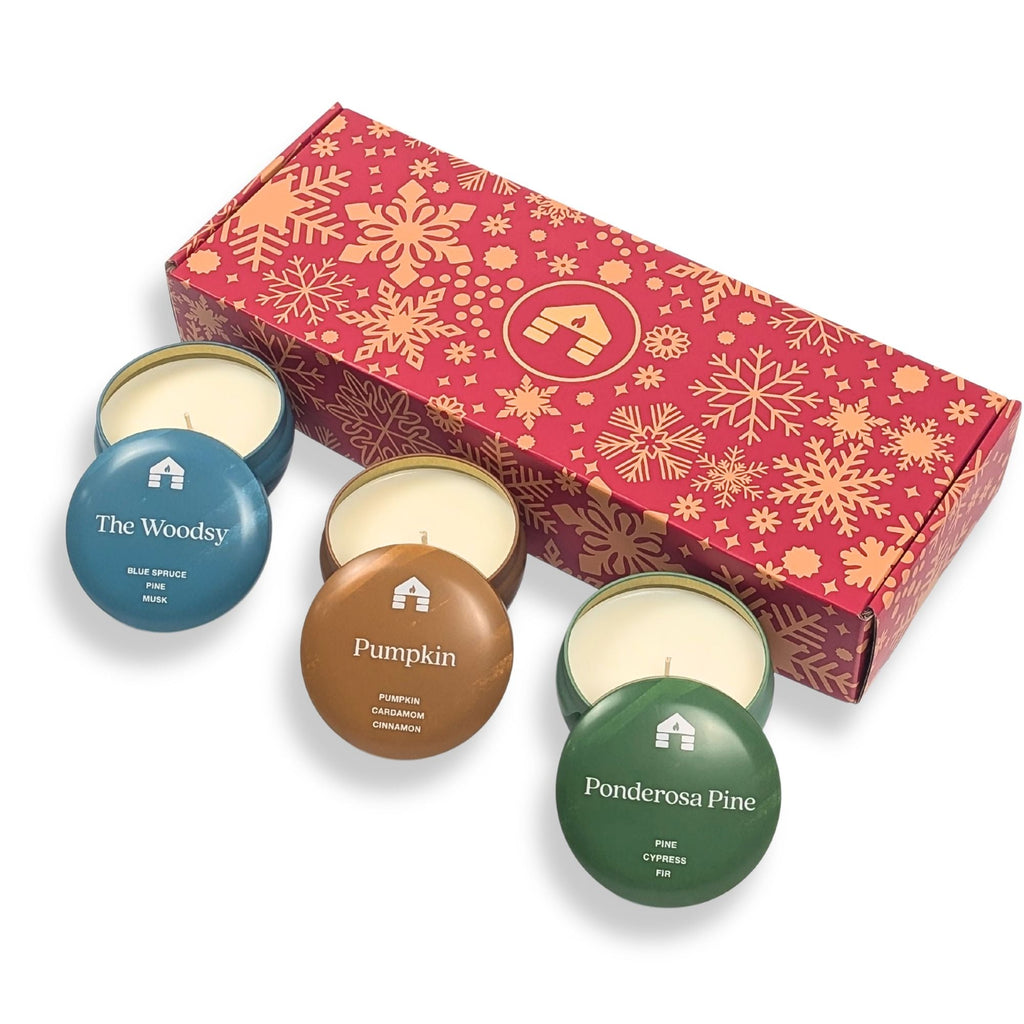 Scented Candle Gift Set - Three 8oz Aromática Candle Tins - Pumpkin, Pine & Woodsy