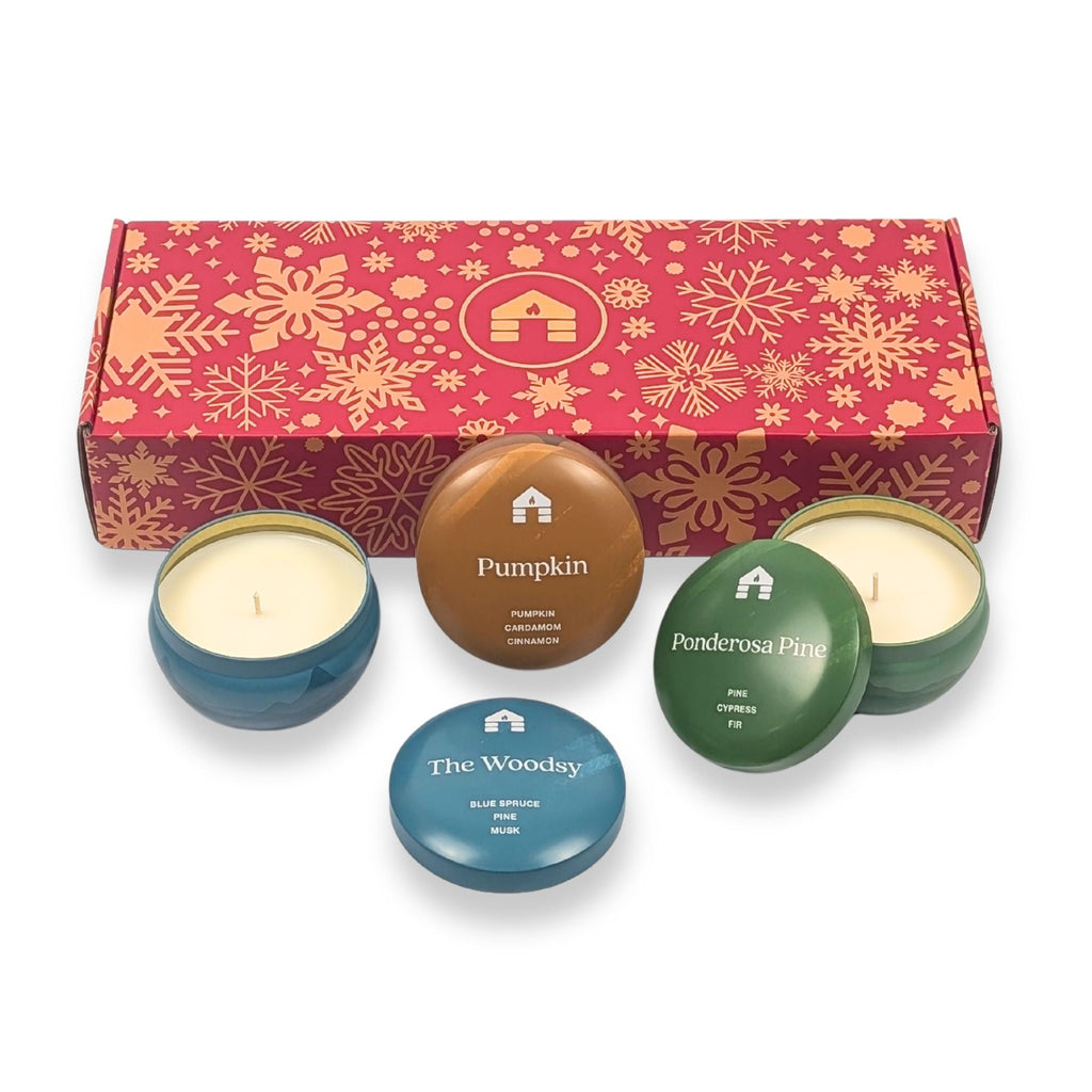 Scented Candle Gift Set - Three 8oz Aromática Candle Tins - Pumpkin, Pine & Woodsy