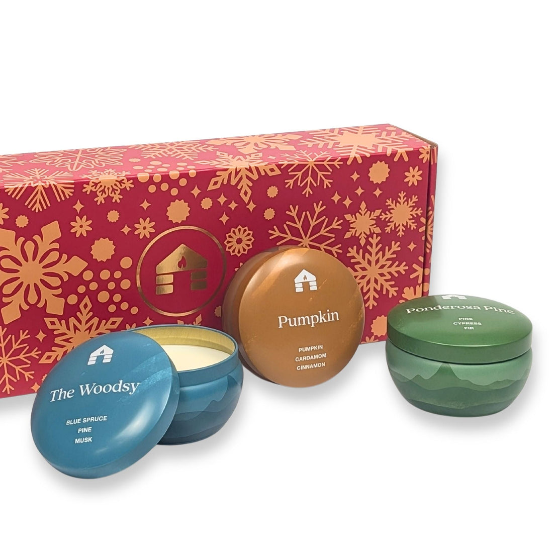 Scented Candle Gift Set - Three 8oz Aromática Candle Tins - Pumpkin, Pine & Woodsy