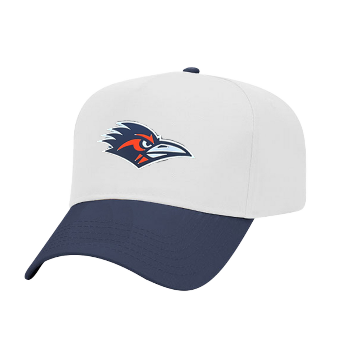 UTSA Roadrunners logo rubber patch hat in navy and grey with a mesh back.
