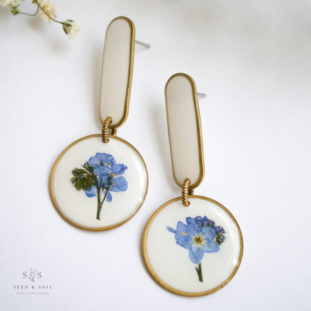 Artist Earrings with Real Flowers