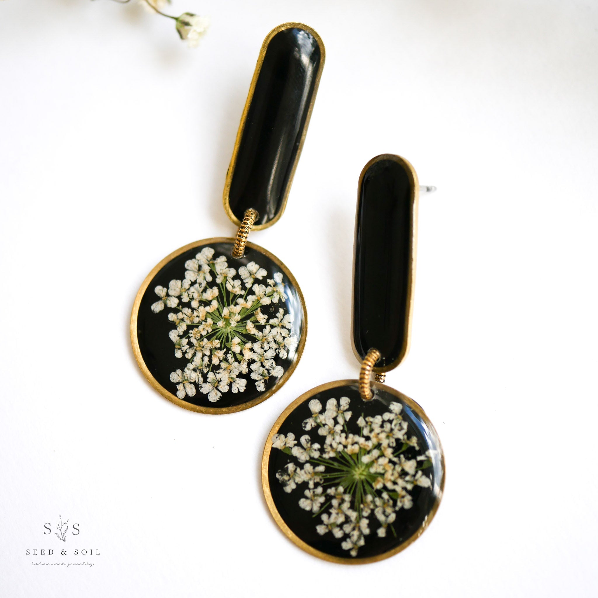 Artist Earrings with Real Flowers