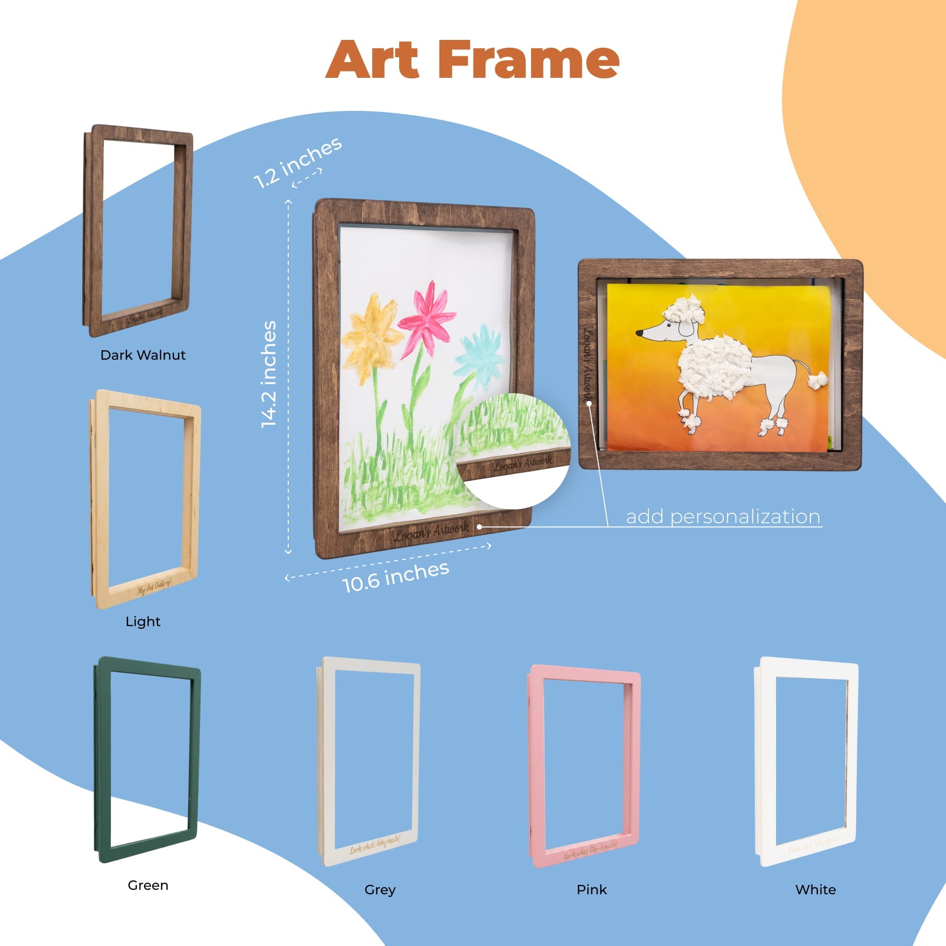 Modern Kids Artwork Display Frame – Easy Change Gallery for A4 Art