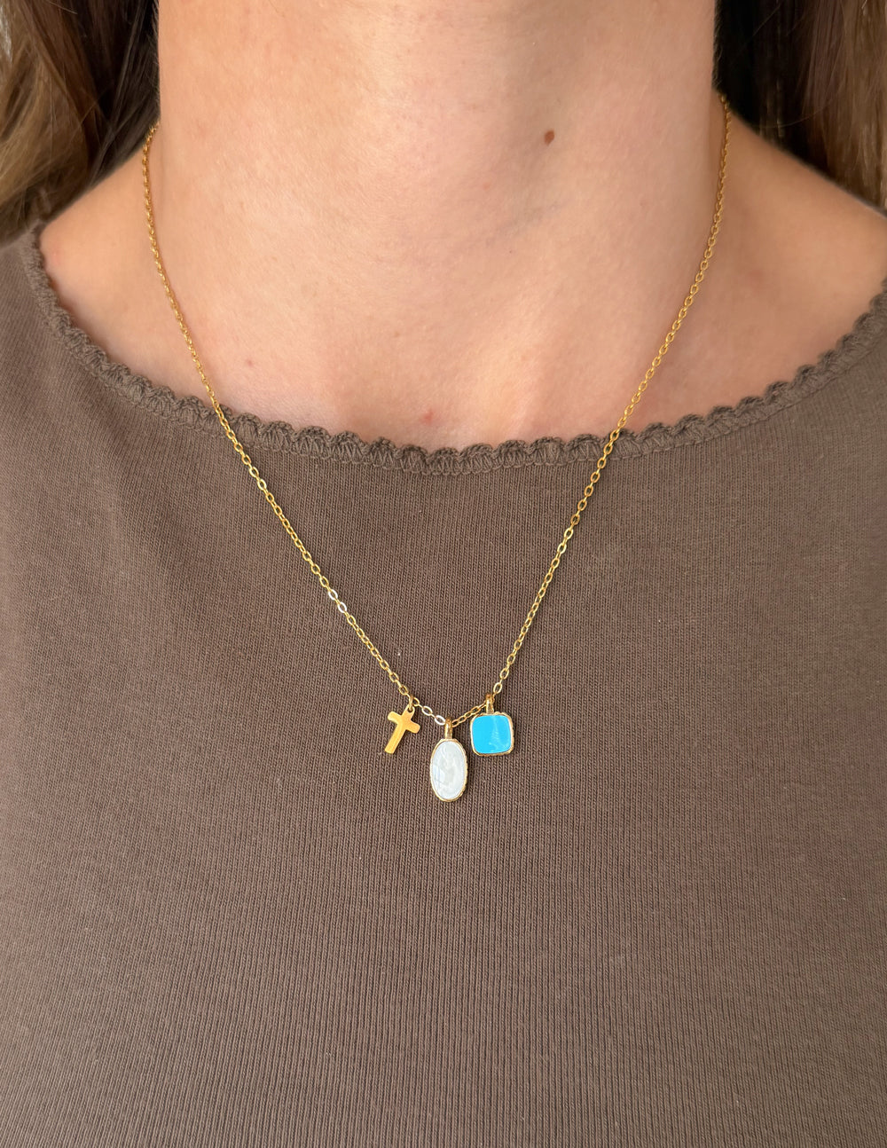 Ascend Charm Link Necklace: Gold-Plated Bohemian Layering Jewelry