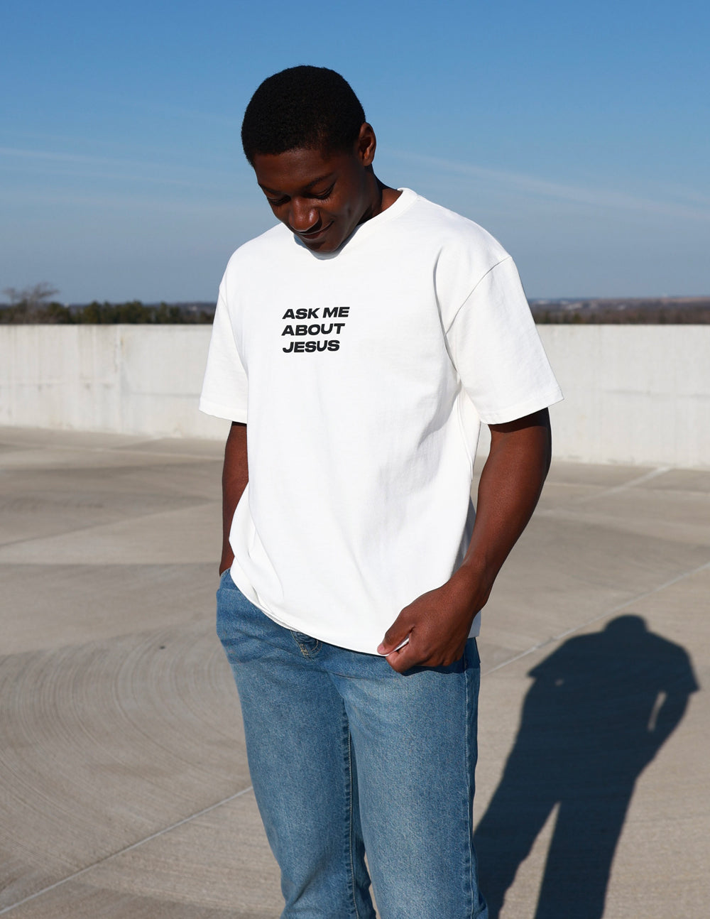 Ask Me About Jesus Heavyweight Cotton Boxy Tee - Unisex Streetwear