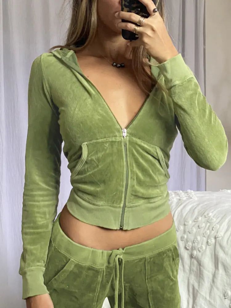 Casual Velvet Winter Jacket for Women with Hood
