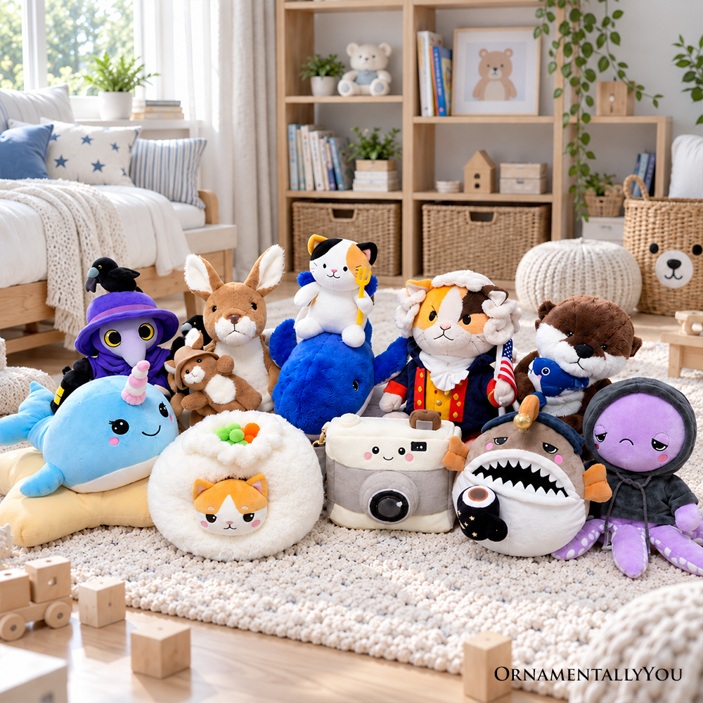 Lumi Anglerfish and Inky Octopus Plush Set, 9.7" Deep Sea Stuffed Animal Friends with Cocoa Mugs
