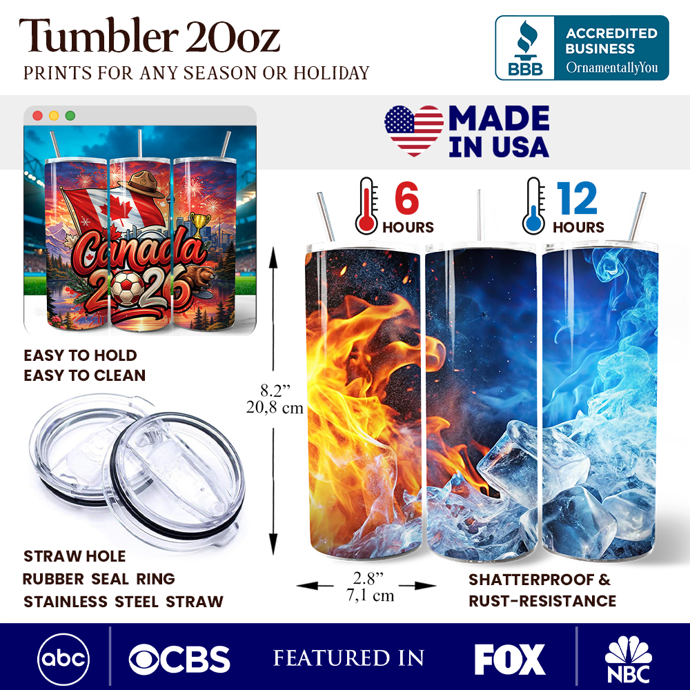 Canada 2026 Soccer Global Championship 20oz Stainless Steel Tumbler