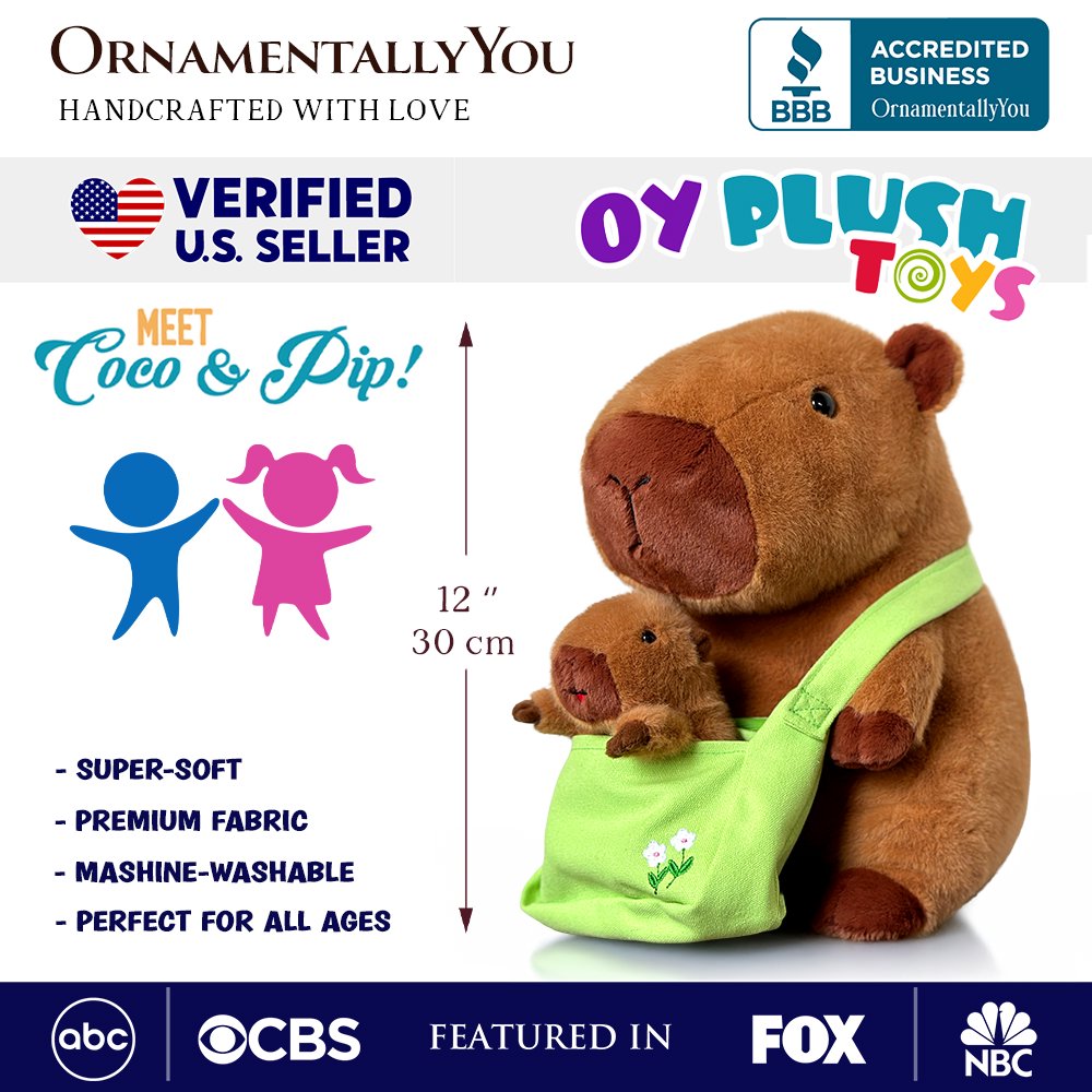 Coco the Capybara and Baby Plushie Set - 12" Stuffed Animal Duo