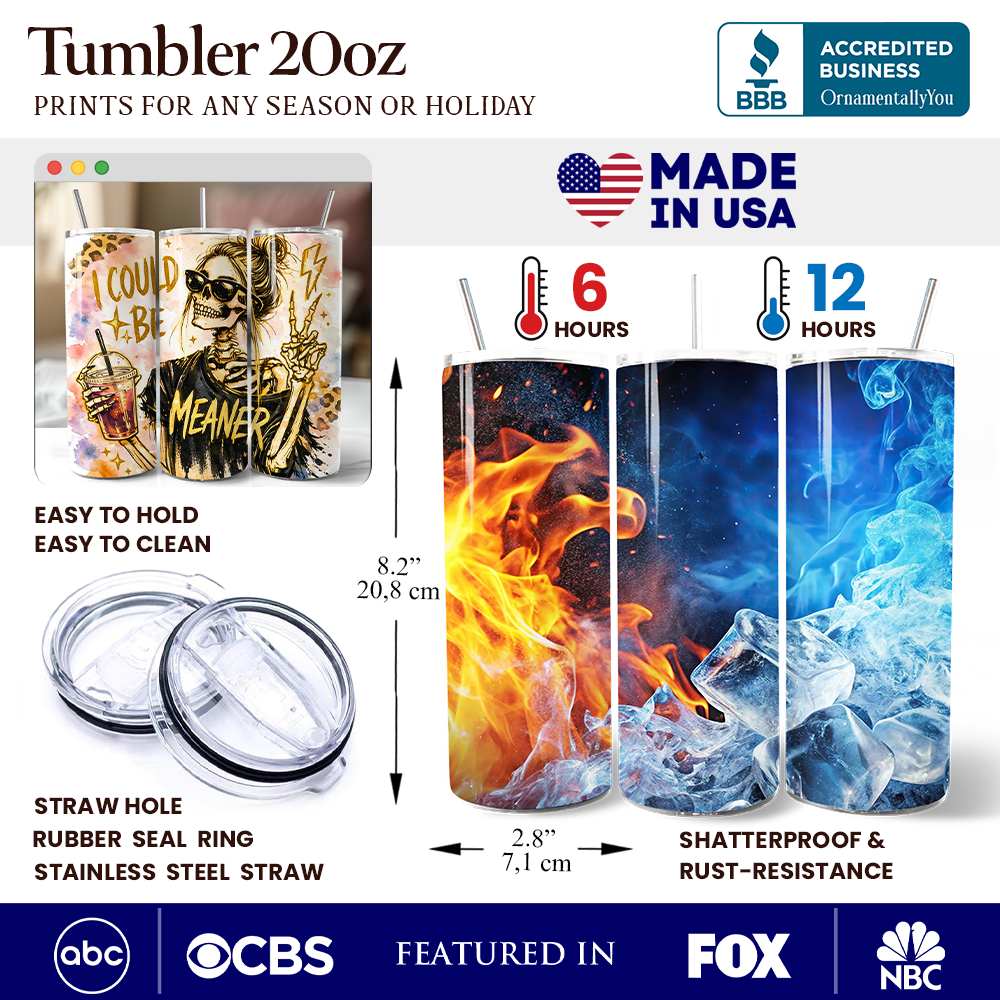 I Could Be Meaner 20oz Stainless Steel Tumbler, Sarcastic Skeleton