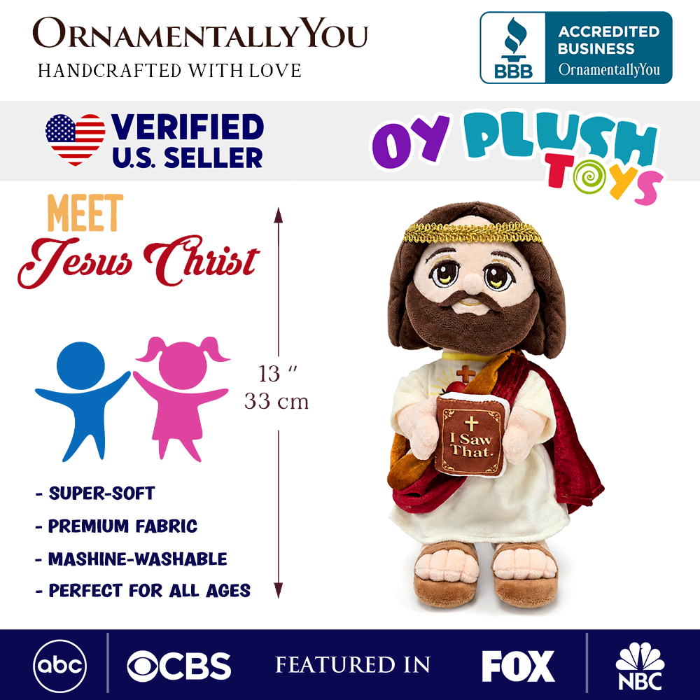 Jesus Plush Toy with “I Saw That” Book, 12" Christian Stuffed Doll Religious Gift for Faith and Family