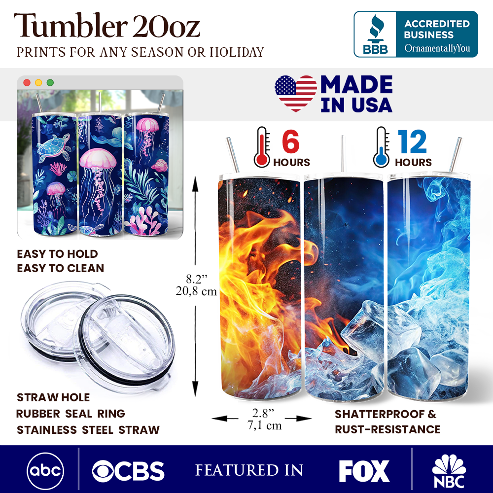 Ocean Jellyfish and Sea Turtle 20oz Stainless Steel Tumbler