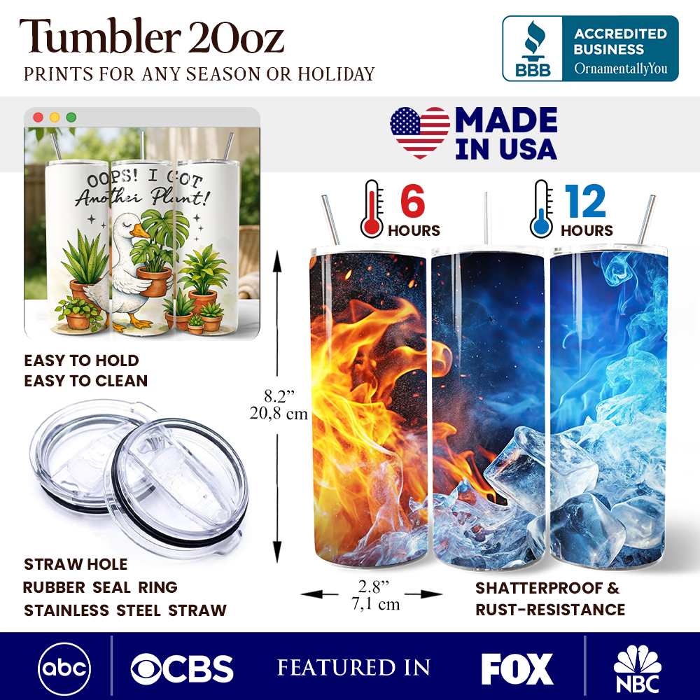 Oops I Got Another Plant 20oz Stainless Steel Tumbler, Botanical