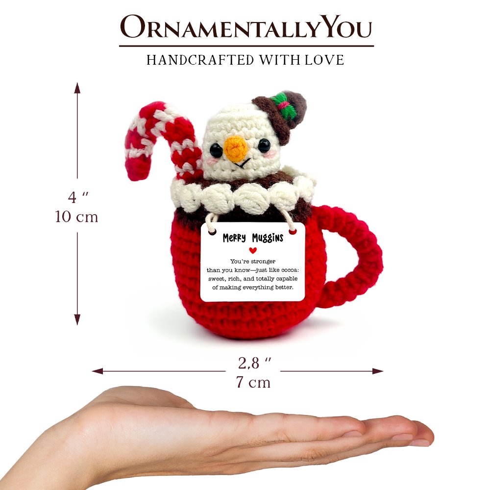Crochet Hot Cocoa Marshmallow Support Doll - Festive Holiday Decor