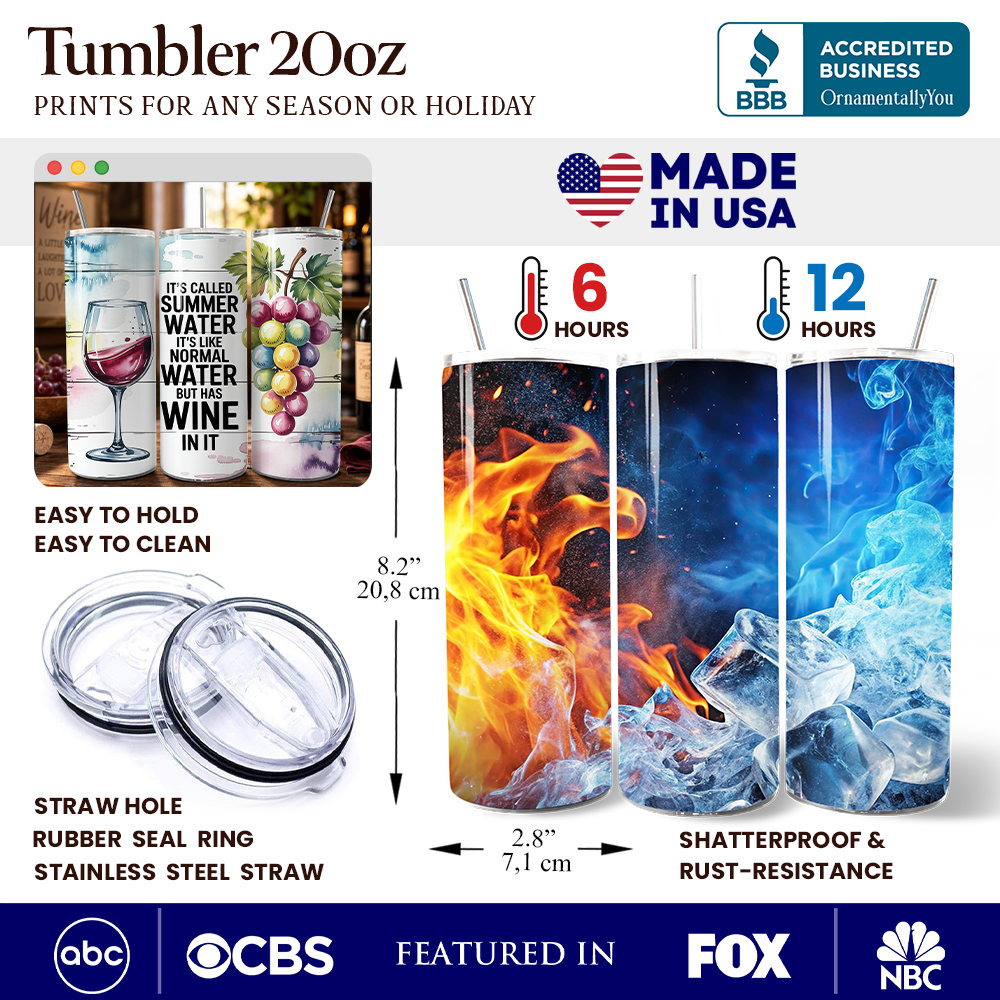 Funny Summer Water Is Wine 20oz Personalized Stainless Steel Tumbler