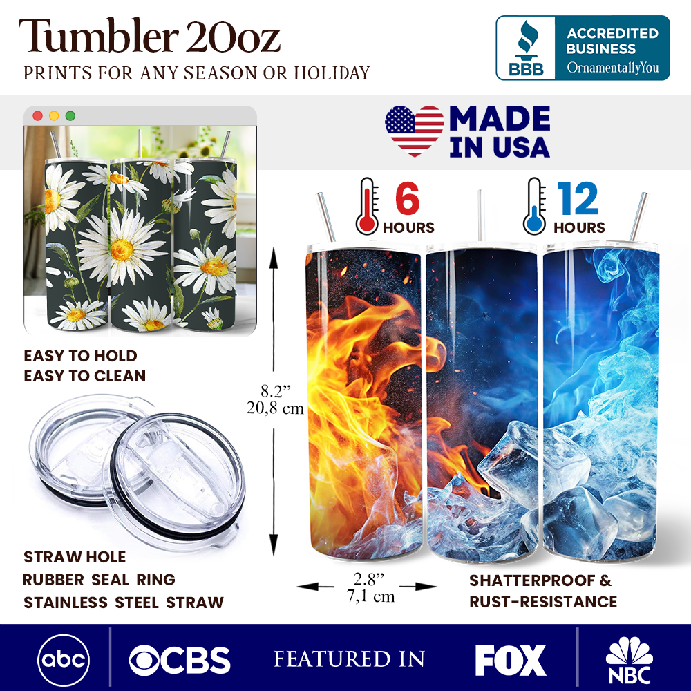 White Daisy Flower 20oz Stainless Steel Personalized Tumbler
