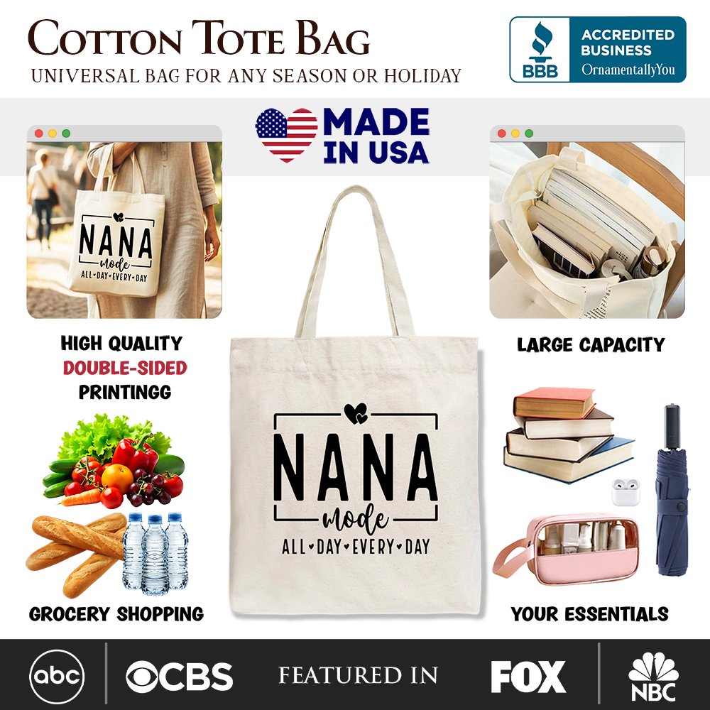Nana Mode Minimalist Canvas Tote Bag for Grandma