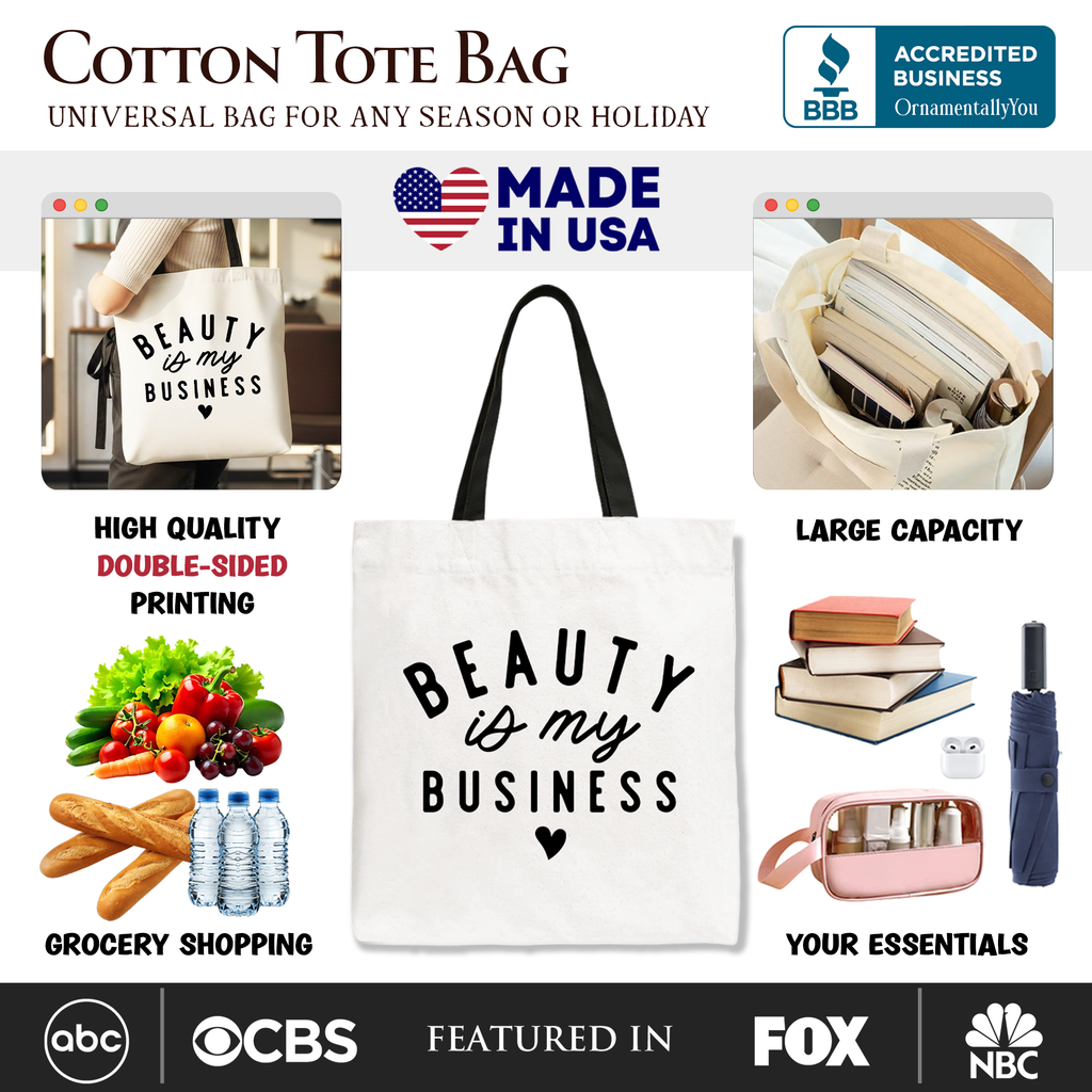Beauty Is My Business Canvas Tote Bag - Minimalist Salon Shopper