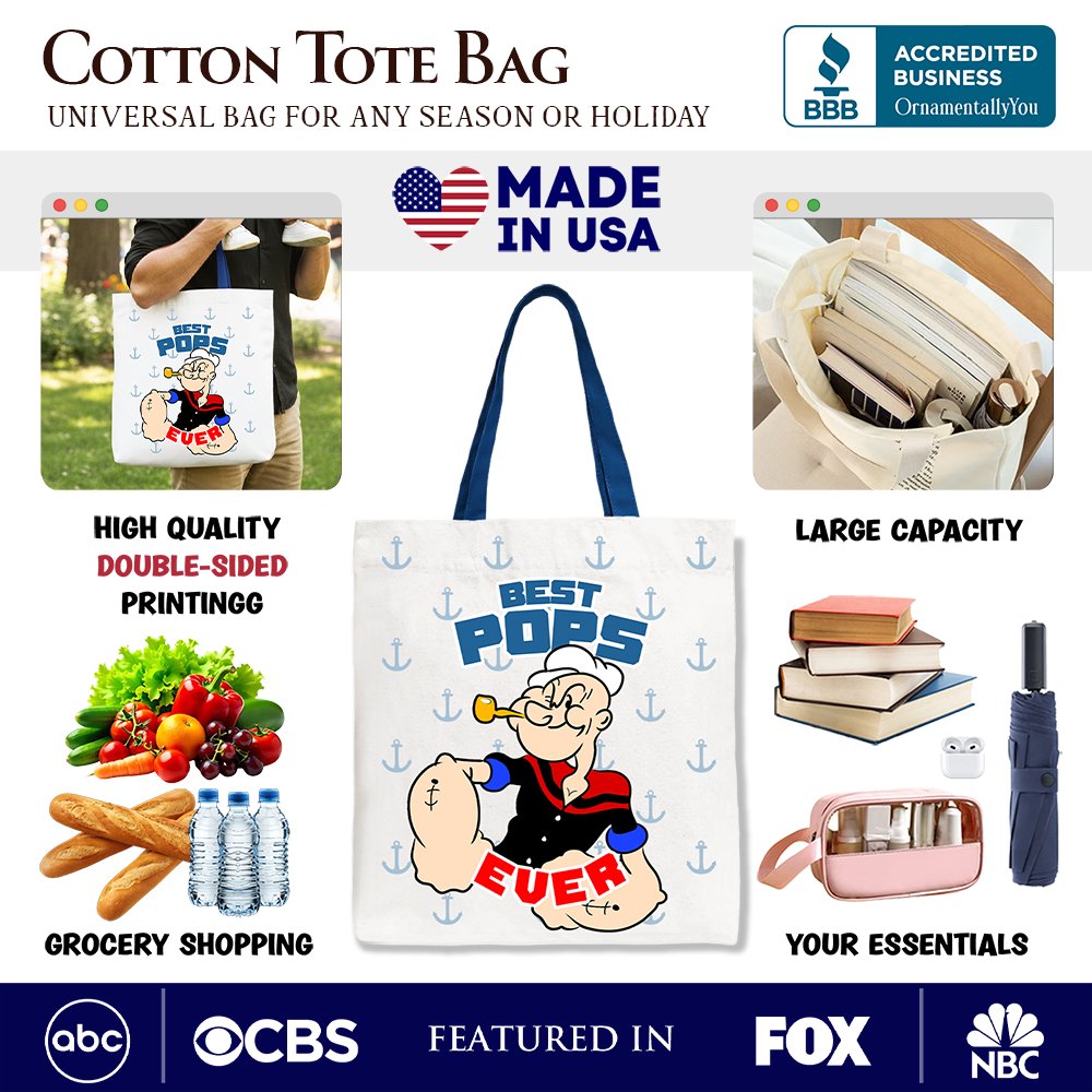 Best Pops Ever Popeye Canvas Tote Bag Dad Gift Shopper