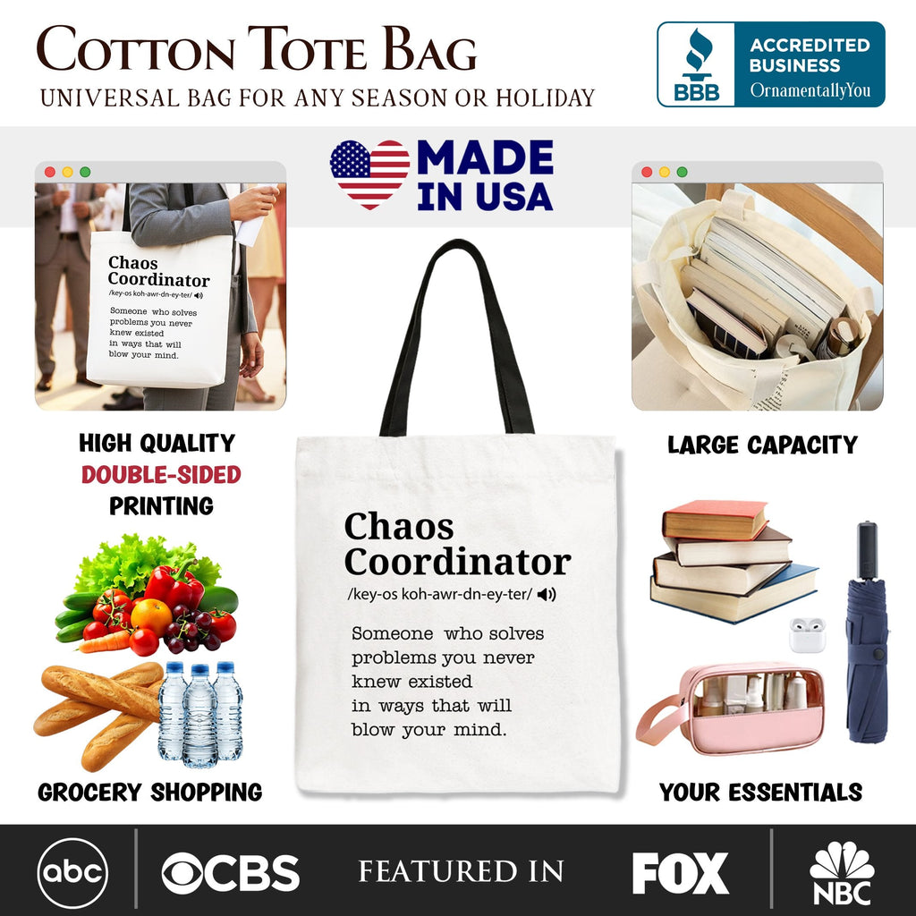 Chaos Coordinator Canvas Tote Bag – Funny Gift for Busy Moms