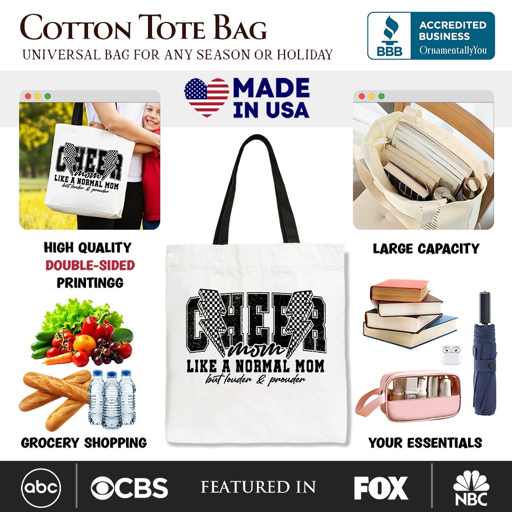Cheer Mom Retro Canvas Tote Bag - Sporty Shoulder Shopper