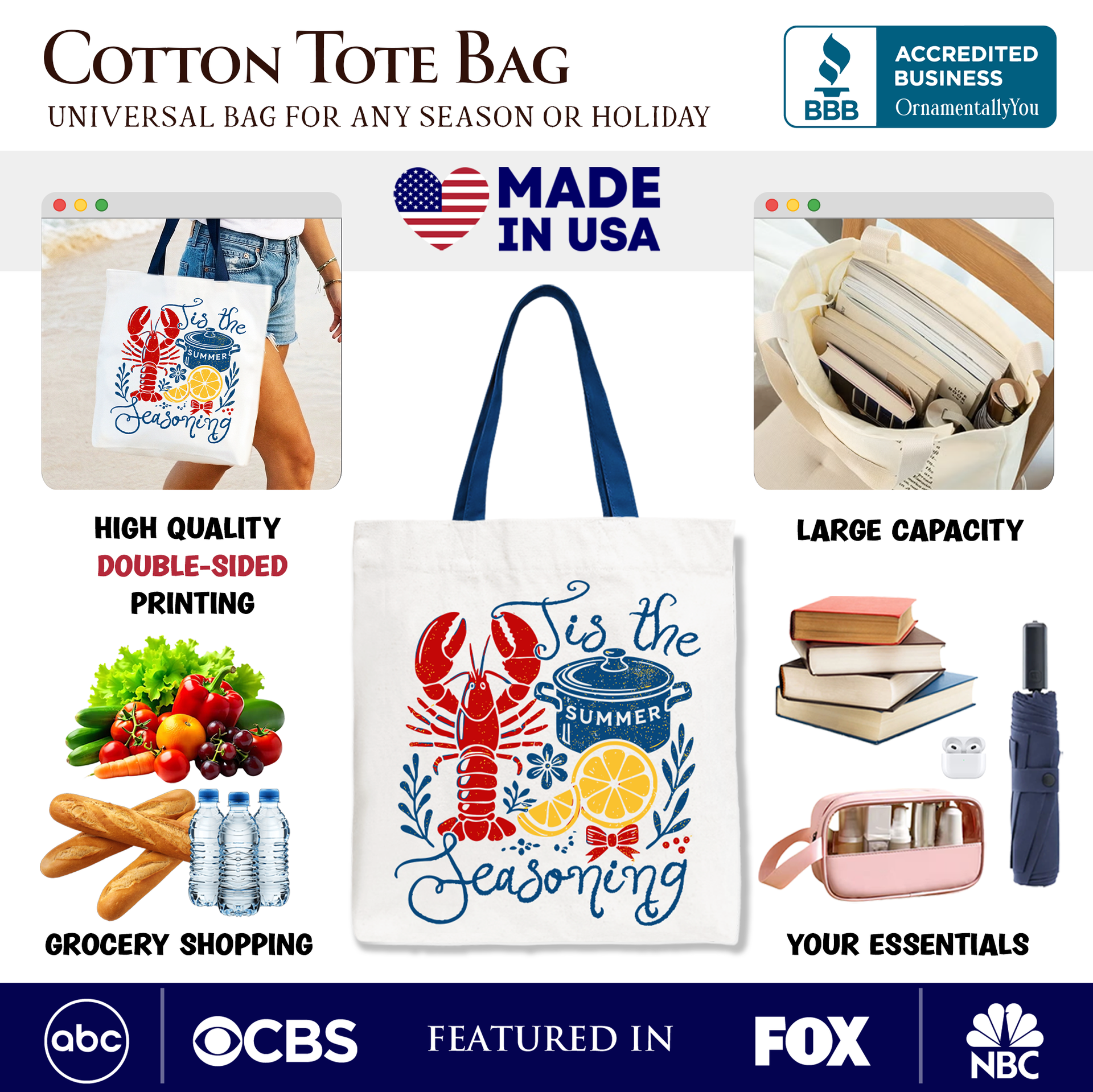 Crawfish Boil Season Retro Tote Bag, Funny Seafood Lover Gift