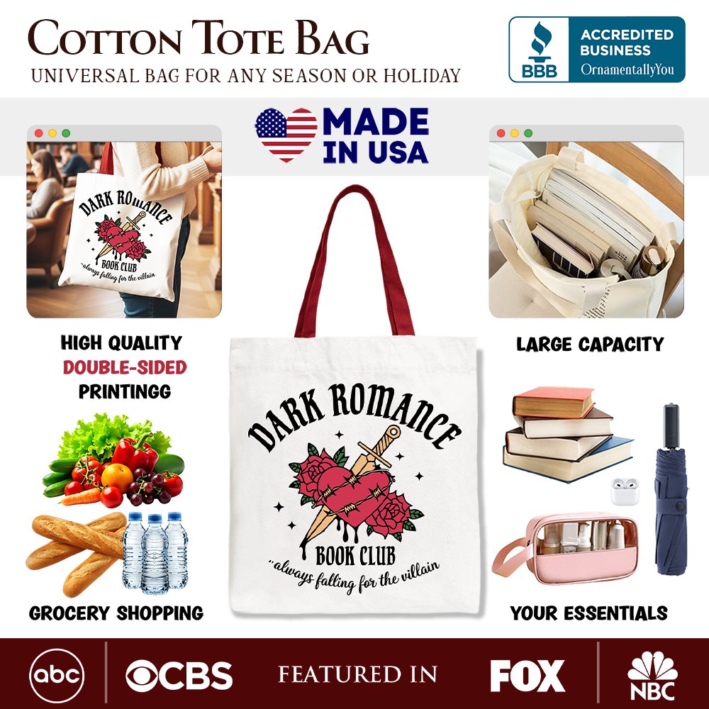 Dark Romance Book Club Canvas Tote - Gothic Vintage Bookish Bag
