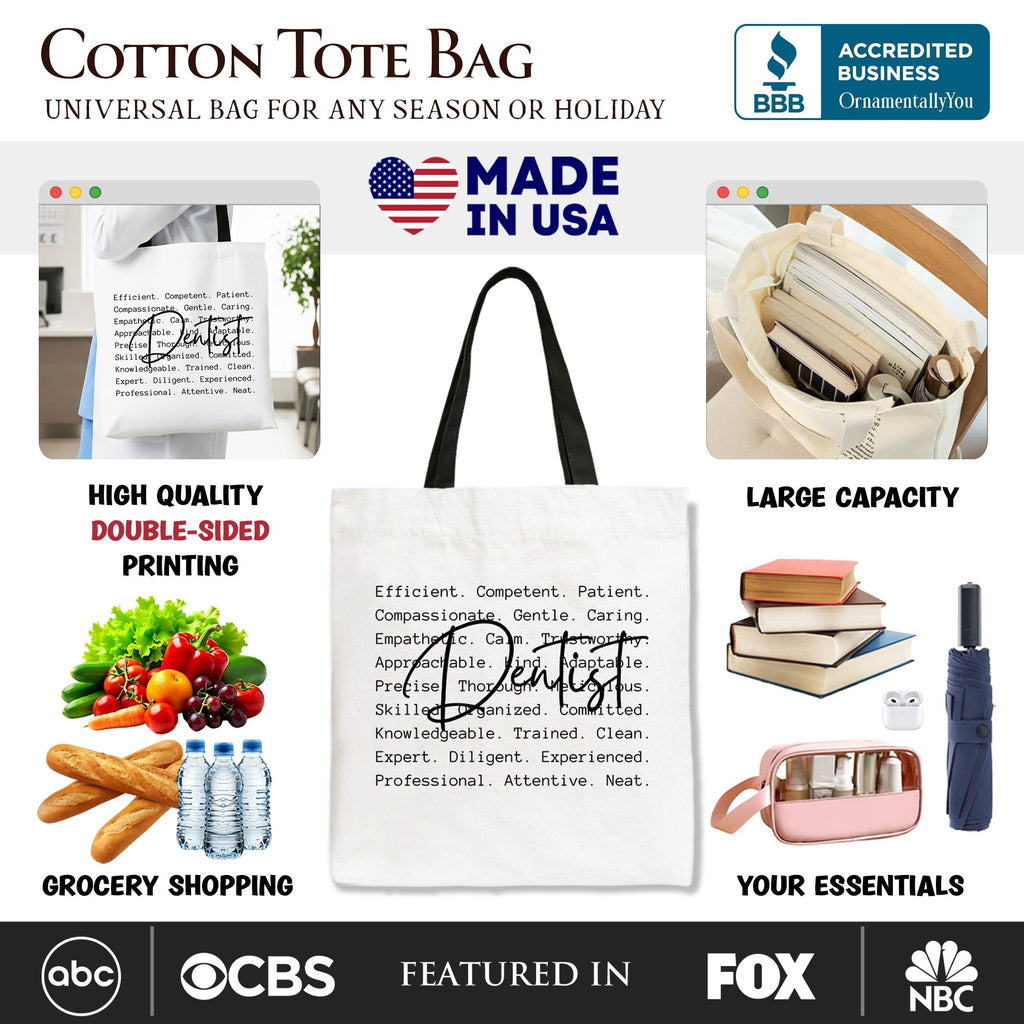 Dentist Definition Canvas Tote Bag Dental Appreciation Gift
